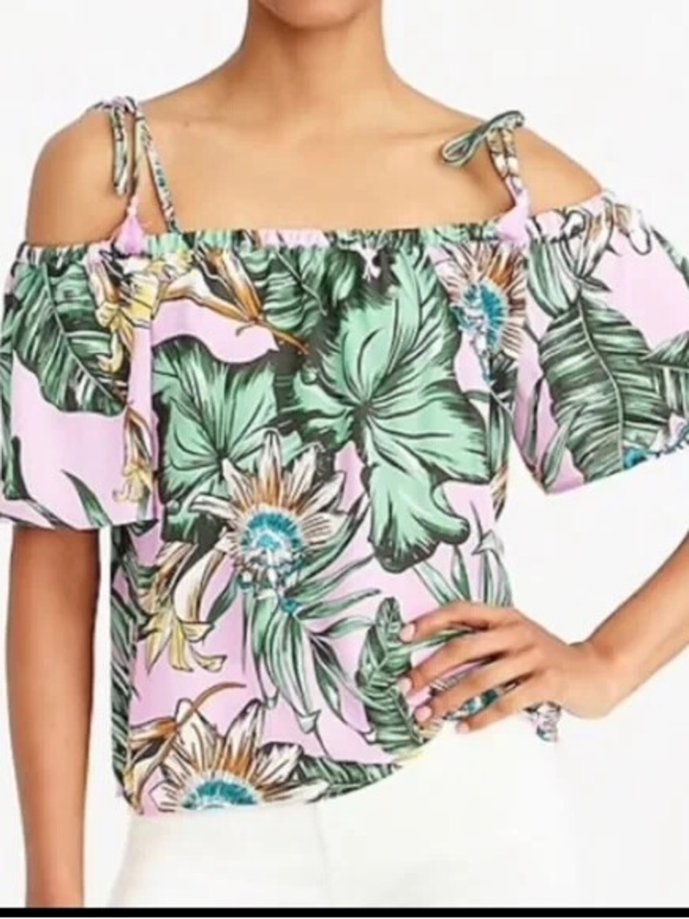 J.Crew Tropical Floral Off Shoulder Top Size 4